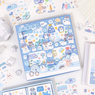 Sticker cute/Hộp 100 tấm hình dán dễ thương Polaroid trang trí sổ planner bullet journal Hàn Quốc Tẻn Tẻn