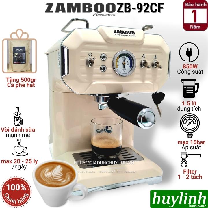 [Mã ELHAMS5 giảm 6% đơn 300K] Máy pha cà phê Vintage Zamboo ZB-92CF - Tặng 500gr cafe