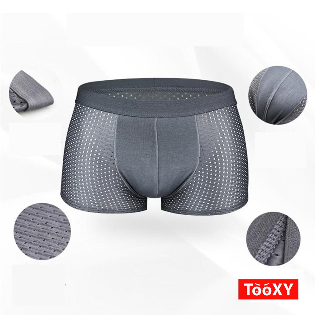 Hộp 4 sịp đùi boxer thông hơi cao cấp, Quần lót đùi nam co dãn 4 chiều VEIKUCOOL