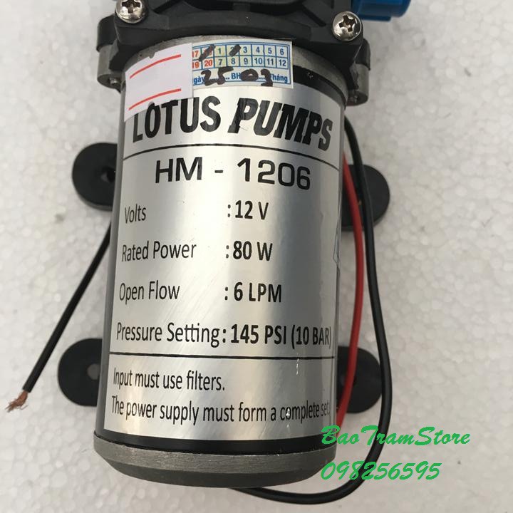 Bán buôn- Máy bơm tăng áp mini 12v tự ngắt 80W 6Lp Lotus Pumps HM-1206 hàng đẹp, nhập khẩu.