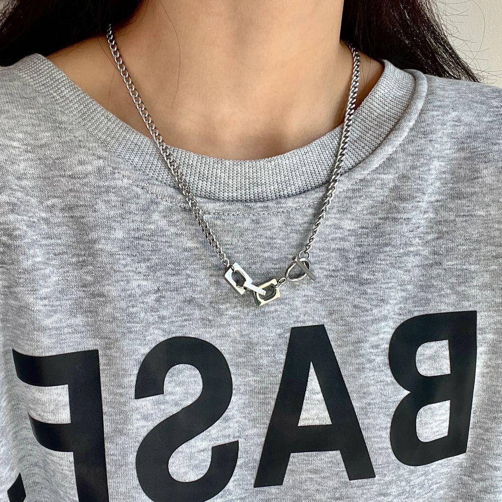 Ot Vòng cổ Bằng Thép Titan Phong Cách hip hop Dành Cho Cặp Đôi