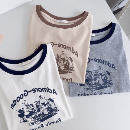 Áo thun SUXI tay ngắn cổ tròn dáng rộng in họa tiết đơn giản thời trang mùa hè cho nữ