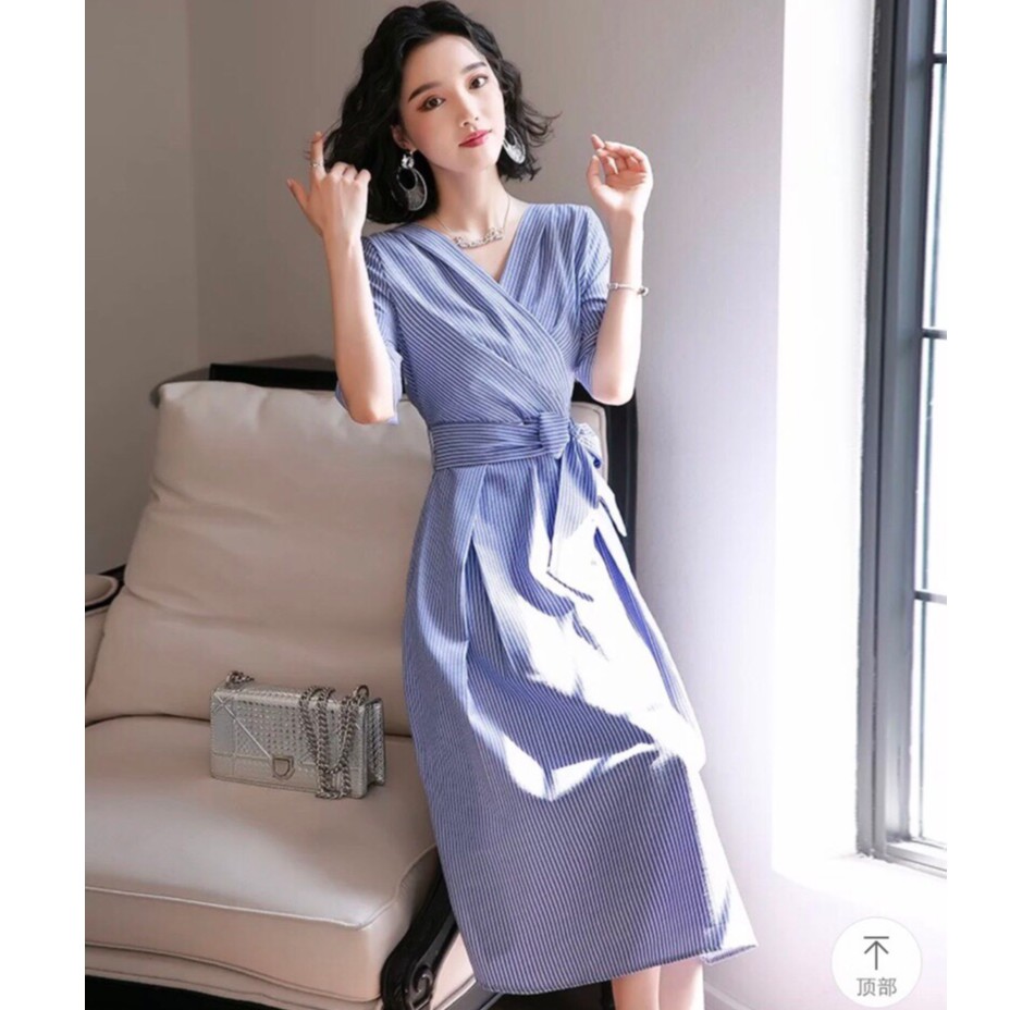 Đầm kẻ sọc Topshop Striped Midi Dress with Belt