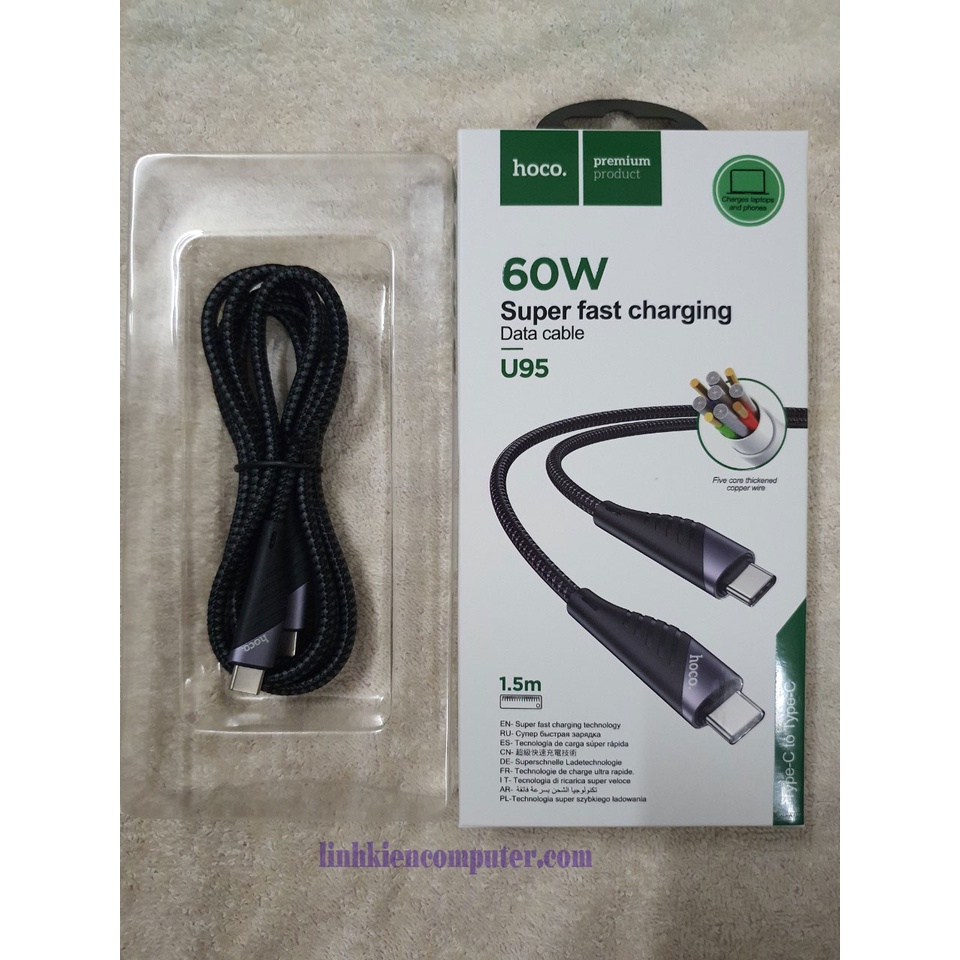 Cáp sạc điện thoại cổng type C ra Type C dùng cho điện thoại - Cáp sạc nhanh Hoco U95 dây dài 1,5 mét