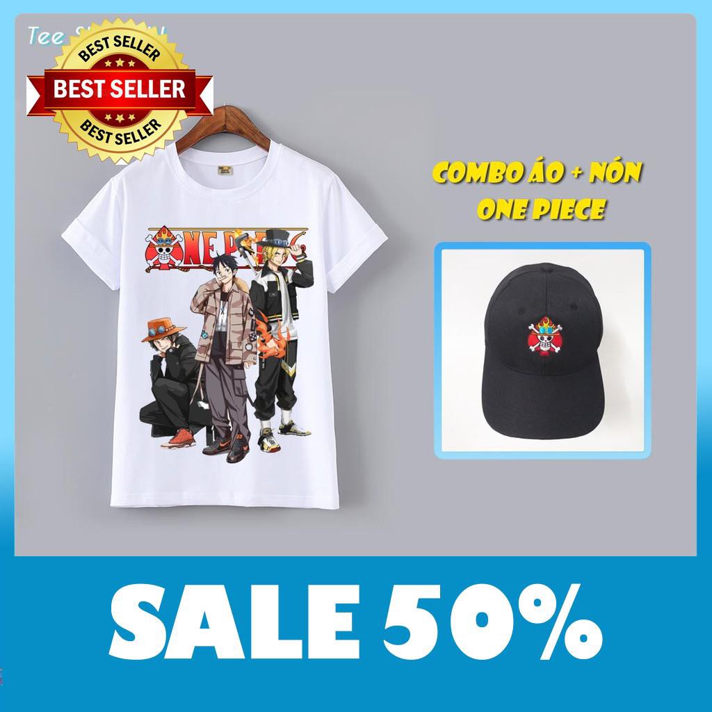 (SALE SỐC) Combo Áo thun và Nón One Piece in hình ACE SABO LUFFY Street Style M2599