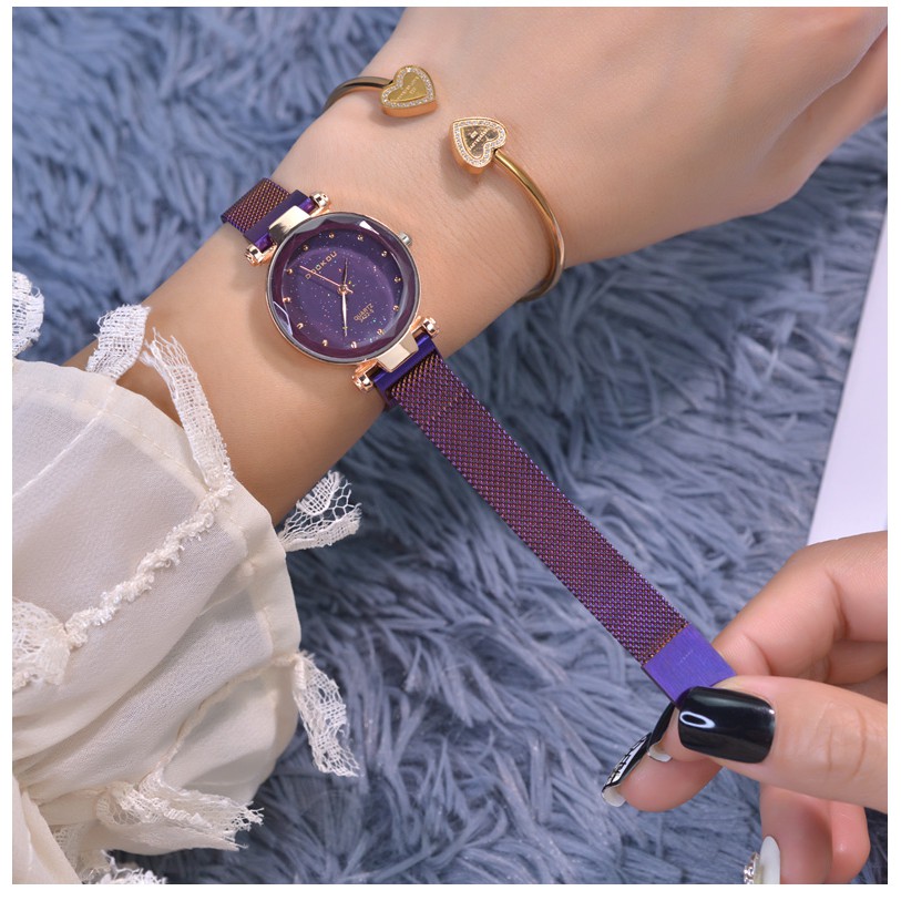 Đồng hồ nữ DOUKOU DK3422M ánh sao đêm mặt vát 3D dây thép lụa khóa nam châm | BigBuy360 - bigbuy360.vn