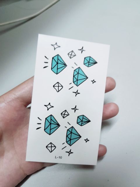 Hình xăm kim cương. . Xăm dán tatoo mini tạm thời, size &lt;10x6cm