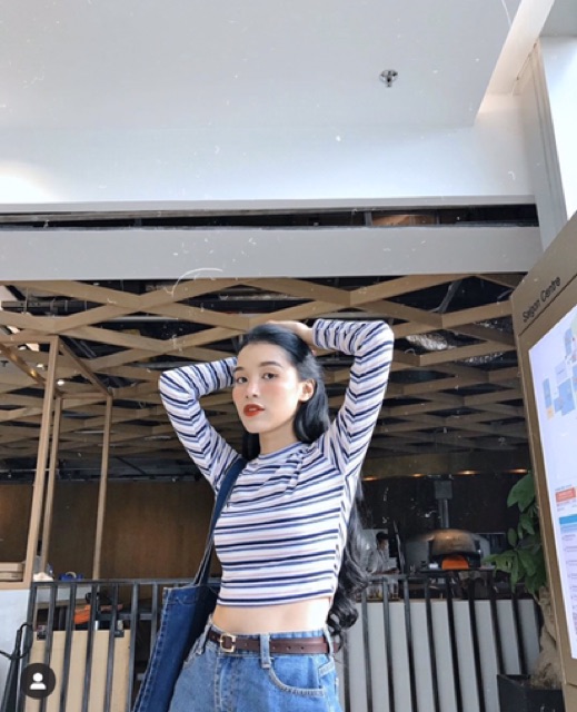 🍒ÁO_CROPTOP_SỌC_TAY_DÀI🥑