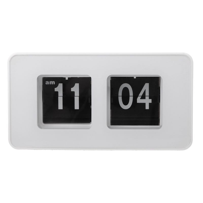 Retro Auto Flip Clock Number Classic Stylish Modern Desk Wall Clock