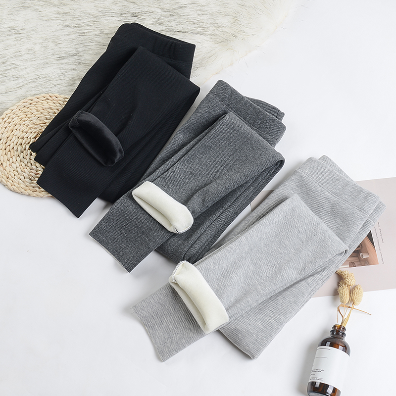 Quần Legging Lưng Cao Lót Lông Cừu Siêu Mềm Dày Dặn Màu Trơn Thời Trang Cho Nữ