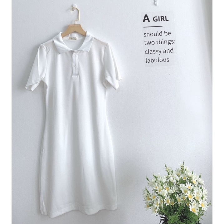 [Ảnh thật/Video]Váy polo dáng body chất mát tôn dáng Váy body phong cách Hàn Quốc chất Cotton Mềm mịn