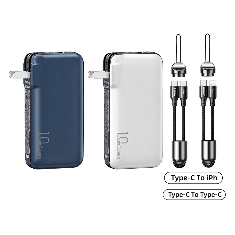 Pin dự phòng sạc nhanh Remax RPP-278 Glory Mini Series 10000mAh chân cắm 220v kèm cáp sạc - hỗ trợ QC 22.5W và PD 20W