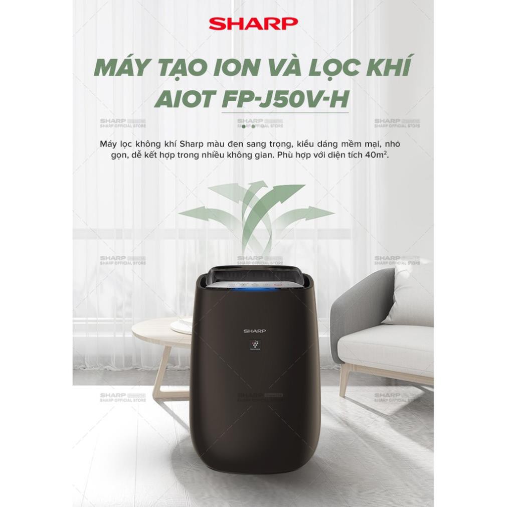 Máy Lọc Không Khí Sharp FP-J50V-H Inverter 40m² Wifi Kết Nối Điện Thoại - Bảo hành 12 tháng chính hãng