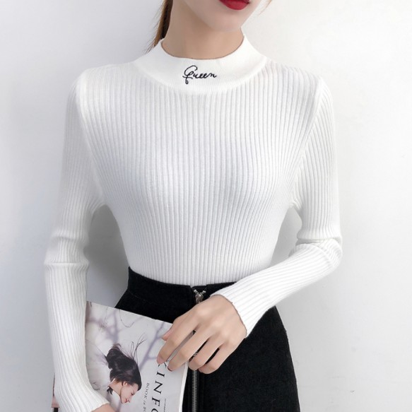 áo len nữ dệt kim nữ tay dài màu trơn phong cách Hàn Quốc | BigBuy360 - bigbuy360.vn