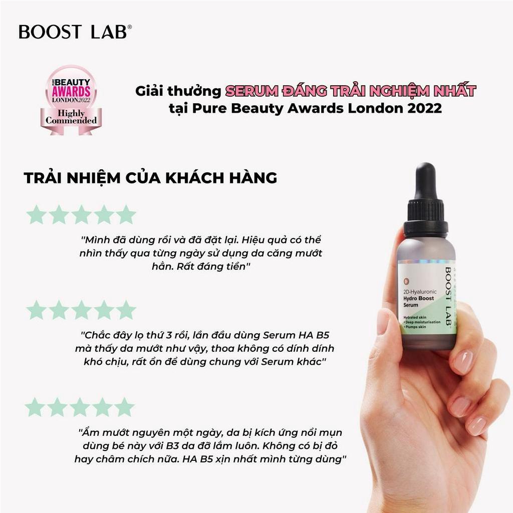 Tinh Chất HA B5 Phục Hồi, Cấp Ẩm Chuyên Sâu và Căng Bóng Làn Da | BOOST LAB 2D-Hyaluronic Hydro Boost Serum