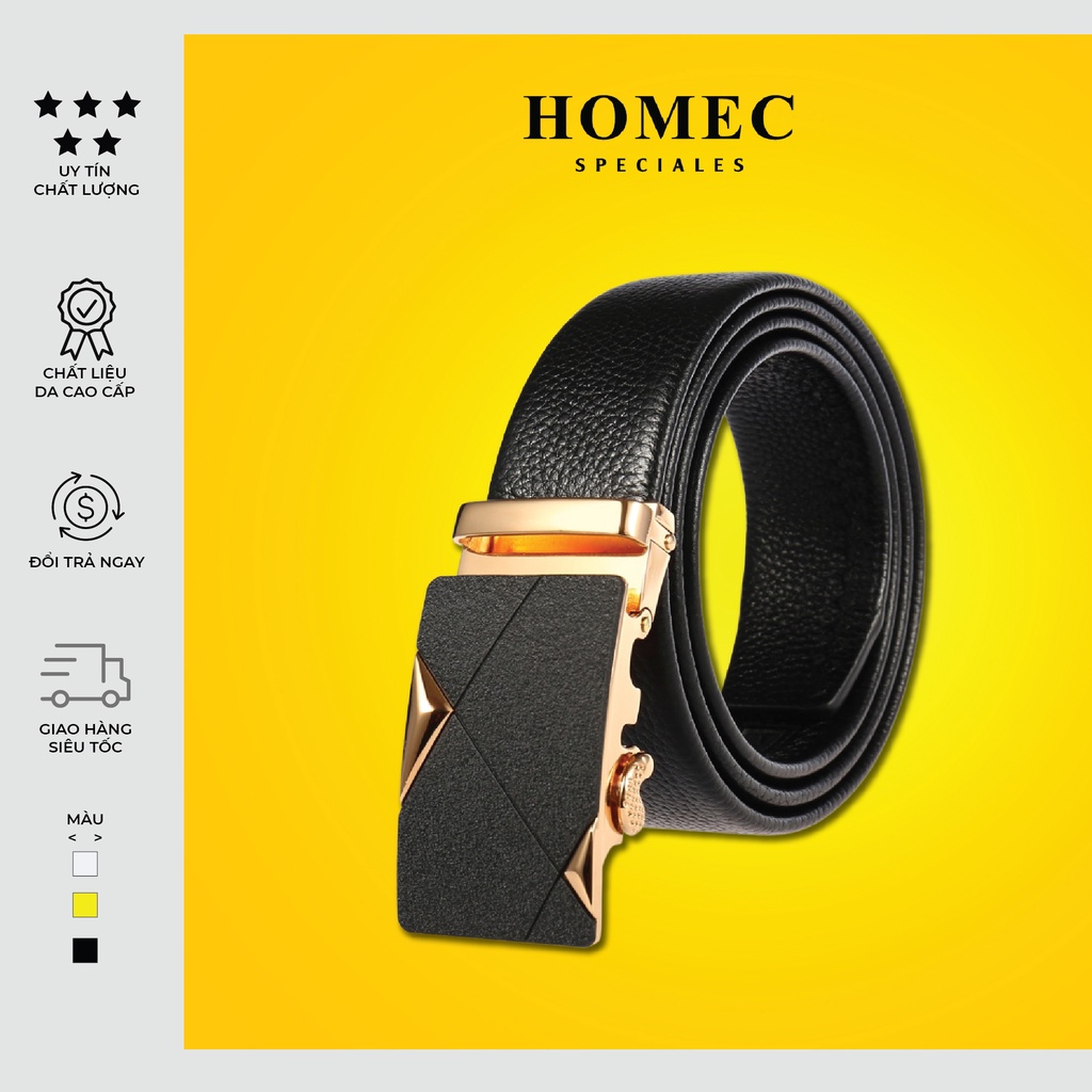 Thắt lưng Nam chất liệu da cao cấp HOMEC 07 khóa tự động kiểu dáng hiện đại - Dây lưng nam cao cấp – HOMEC