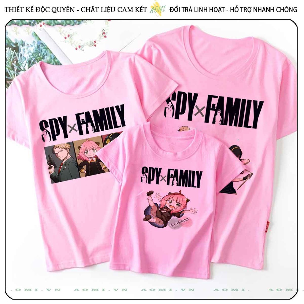 ÁO THUN UNISEX family X spy PHÔNG HỒNG TAY NGẮN NAM NỮ GIA ĐÌNH  SIZE TRẺ EM BÉ TRAI GÁI  3158store