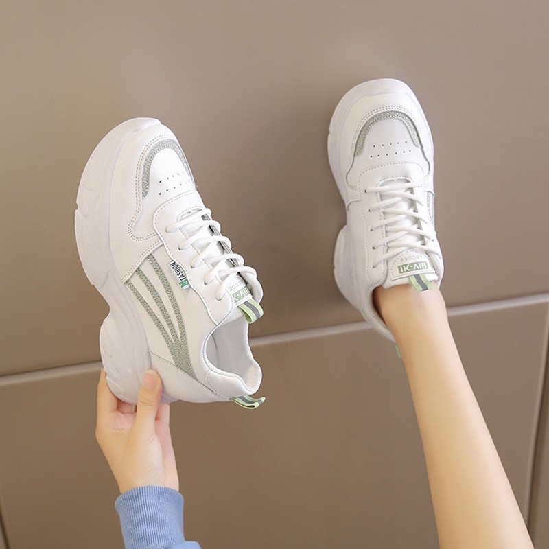 Giày MWC 0683 - Giày Thể Thao Nữ, Sneaker Da Đế Độn Tăng Chiều Cao, Siêu Tôn Dáng