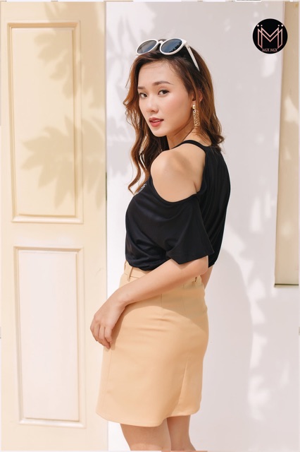 Set áo thun cotton 100% - MIXMIX - Chân váy Kaki - Hàng thiết kế - Hình thật