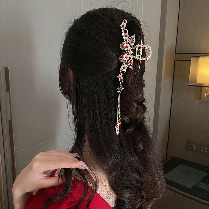 (MớI) Kẹp TóC HìNh Hoa Và BướM ĐíNh NgọC Trai Giả Xinh XắN
