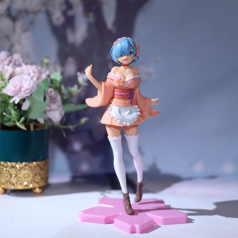 Mô Hình Nhân Vật Re: Life In A Different World From Zero Rem Mặc Kimono Hồng Bằng PVC 23cm