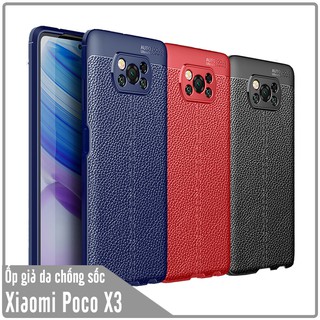 Ốp lưng cho Xiaomi Poco X3 NFC Giả da chống sốc Auto Focus