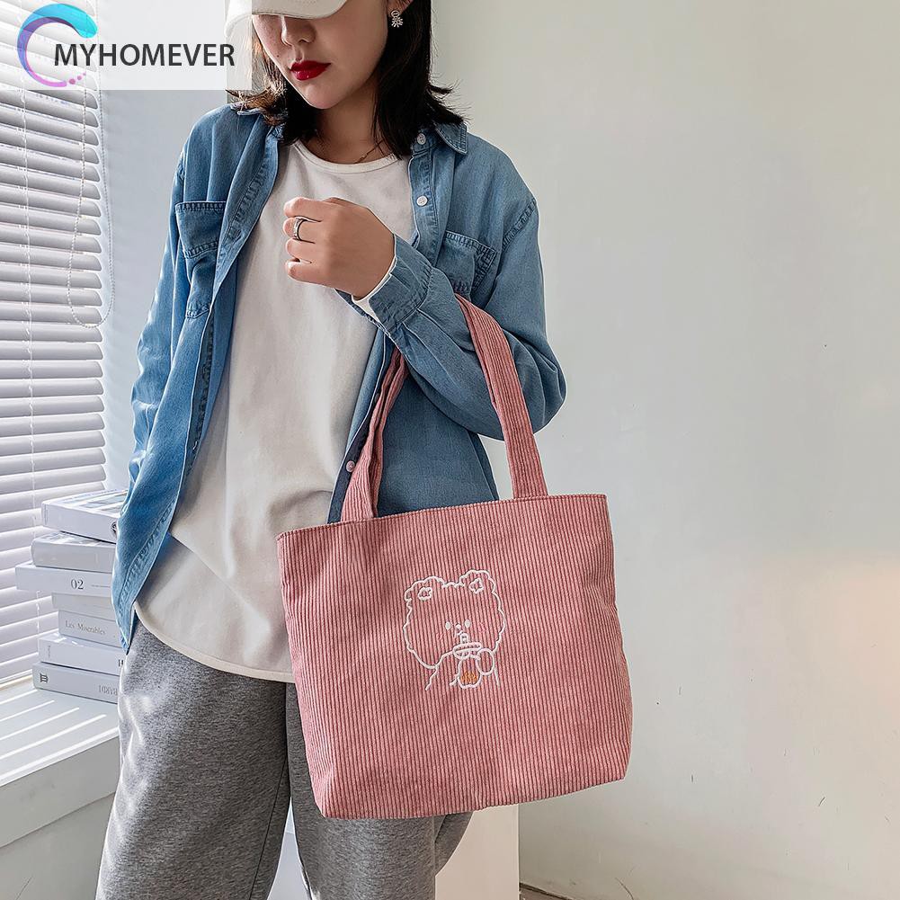 Túi Xách Vải Nhung Kẻ Hình Gấu Dễ Thương Cho Nữ