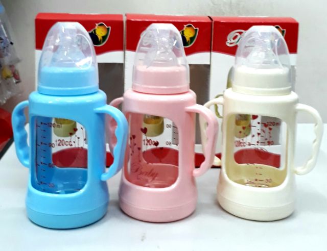 BÌNH SỮA THỦY TINH VÔ TRÙNG CHỊU NHIỆT 120ML BABY LOVE THÁI LAN.