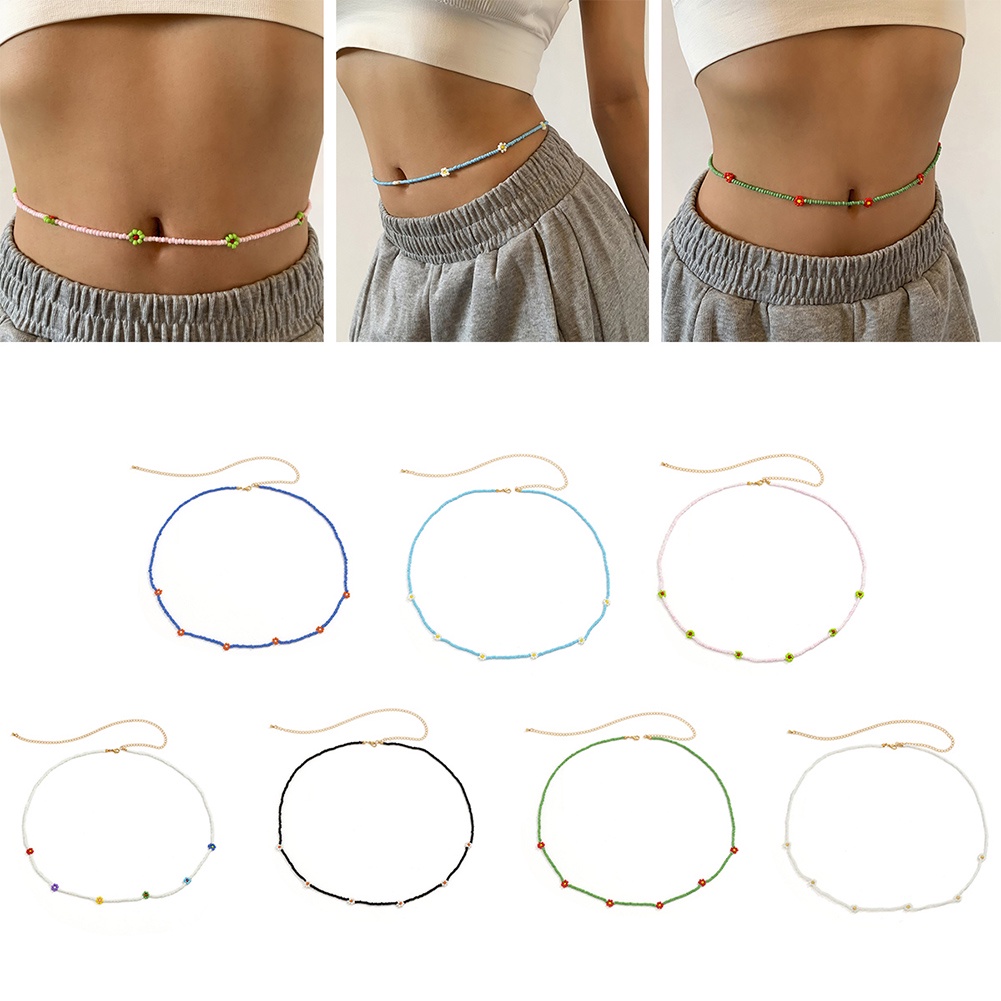 Chuỗi Hạt Đeo Hông Nhiều Màu Sắc Họa Tiết Hoa Cúc Phong Cách Bohemian Thời Trang Đi Biển Quyến Rũ Cho Nữ