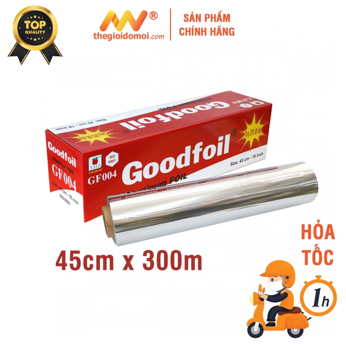 Giấy bạc nướng, màng nhôm Goodfoil GF004-6kg kích thước 45cm x 300m giày chất lượng cao danh cho nhà hàng, quán nướng