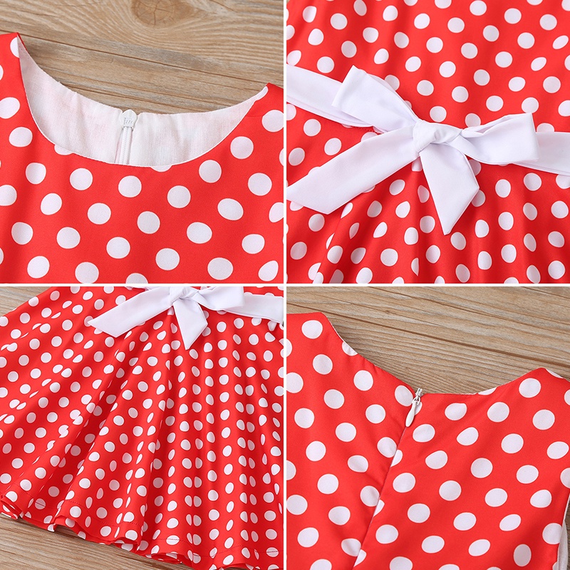 Thời Trang Bé Gái Chấm Bi Nơ Trẻ Em Váy akku