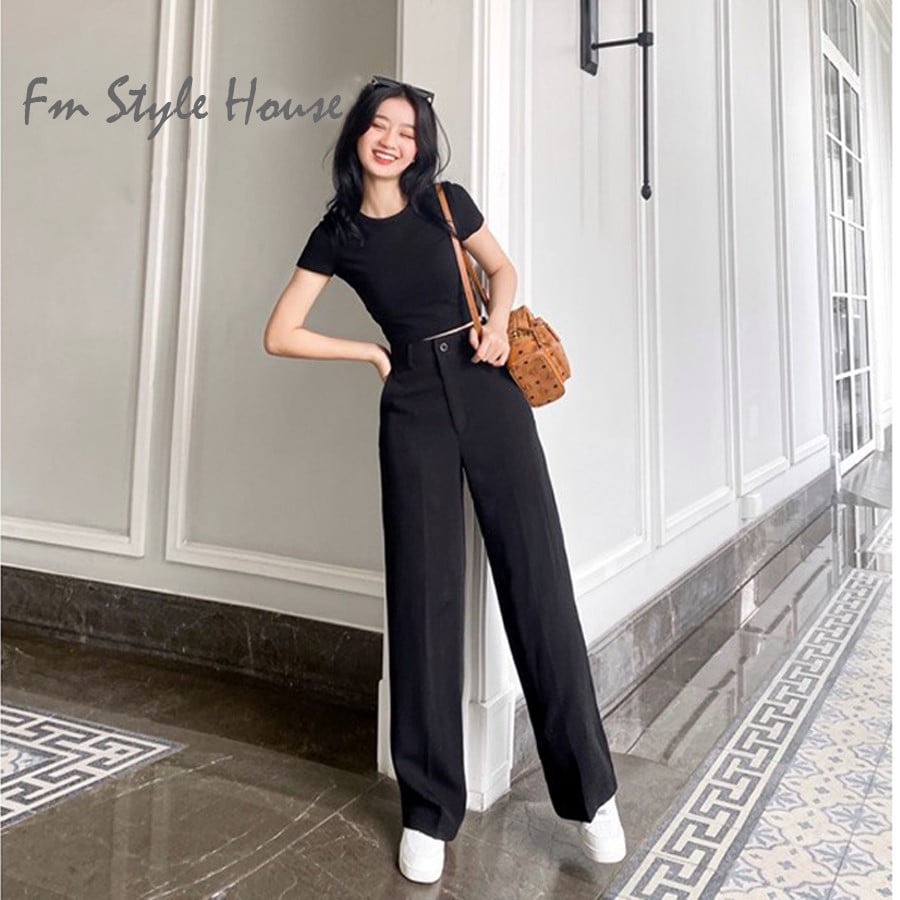 Quần suông FM Style ống rộng, quấn suông 622 chất tuyết mưa 1 khuy, thích hợp mang công sở 211010001