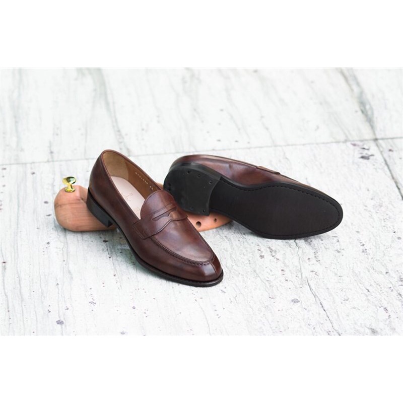 Giày Lười Nam Kiểu Dáng Loafer Khâu Thủ Công Chất Liệu Da Bê Nhập Khẩu Cao Cấp