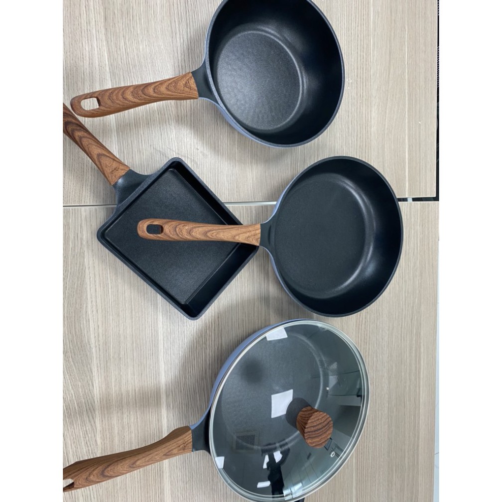 Chảo Đúc CERAMIC đáy từ vuông, tròn Size 15-20-26-28 Cm