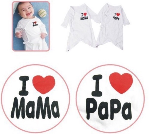 Combo 2 body Mama &amp;Papa cho bé trai bé gái sơ sinh 3-8kg