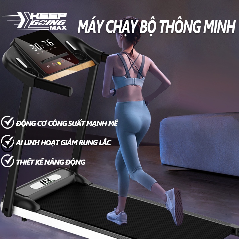 Máy chạy bộ Tại nhà đa năng Bản nâng cấp mớ Gấp gọn Yên tĩnh Bluetooth/Đo nhịp tim/Đo khoảng cách/thời gian/ lượng calo