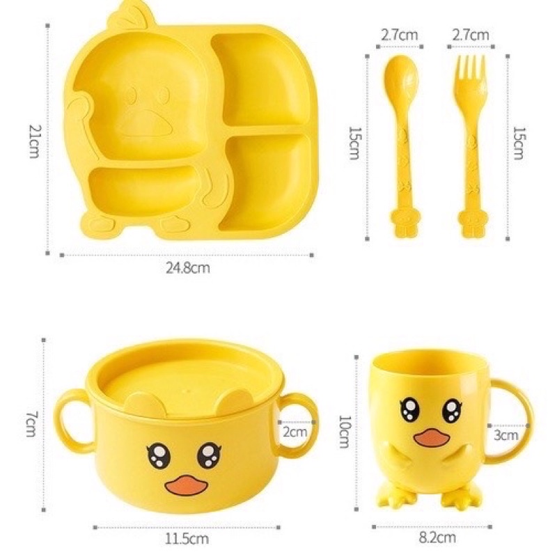 Khay ăn dặm lúa mạch kiểu nhật hình gà vàng ngộ nghĩnh đáng yêu an toàn cao cấp