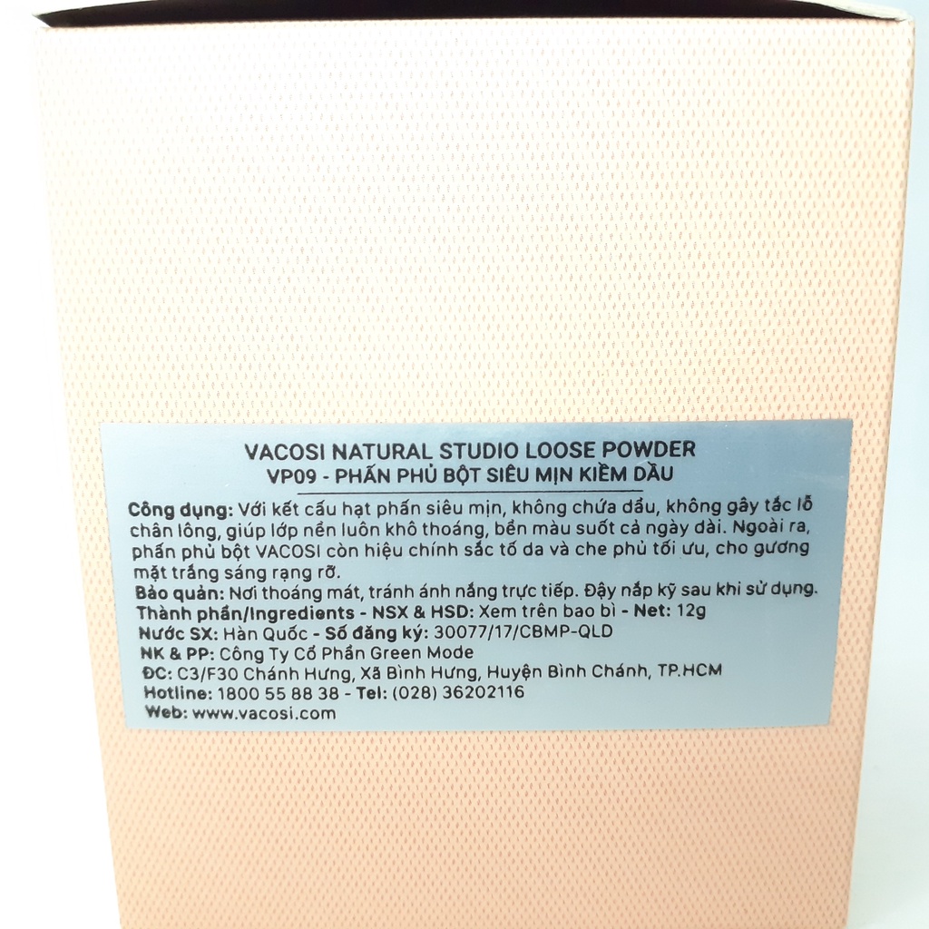 Phấn bột siêu mịn kiềm dầu VP 09 Vacosi Natural Studio Loose Powder #20 Natural - màu da