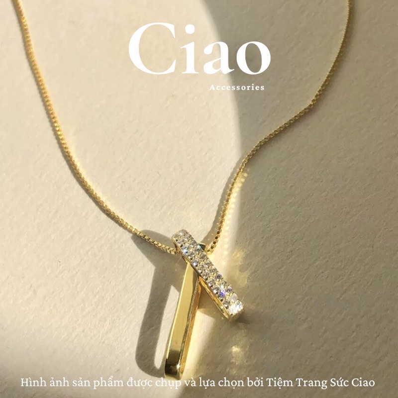 [NEW ITEMS] Dây chuyền/ Vòng cổ mạ bạc S925 thiết kế charm dài đính đá đơn giản Keisha Ciao