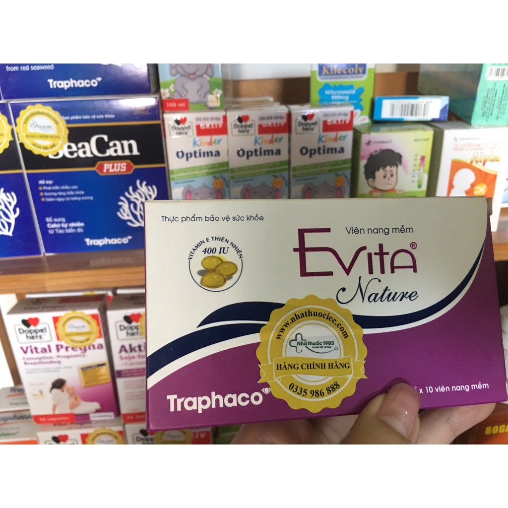 Viên nang mềm đẹp da từ bên trong Vitamin E thiên nhiên Evita nature Hộp 30 viên