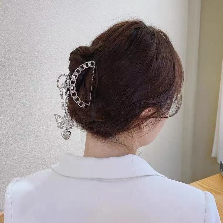 Kẹp tóc kim loại hình bướm kiểu cá mập đơn giản thanh lịch cho nữ