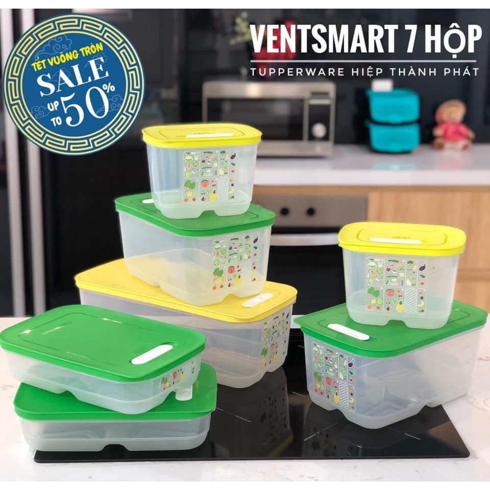 Bộ hộp trữ mát có nút hô hấp Ventsmart 7 hộp - Tupperware