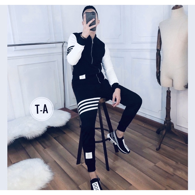 Bộ thể thao thu đông thời trang nam có hoạ tiết ba vạch, Bộ thời umi co dãn phong cách hàn quốc btshop từ 45 đến 75 kg