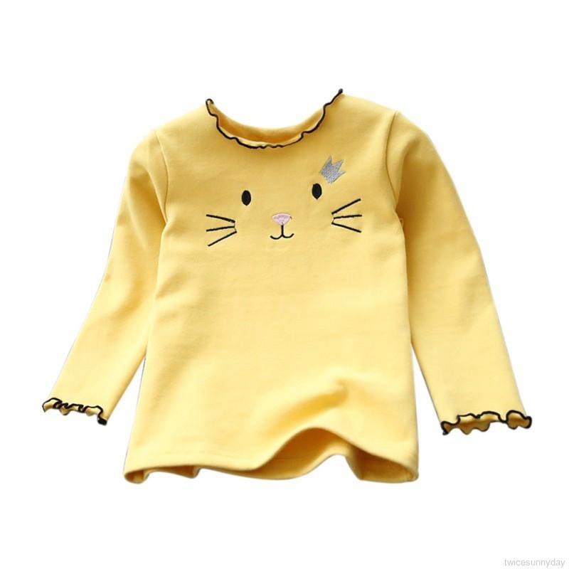 Áo thun dài tay in hình cô gái dễ thương cho bé