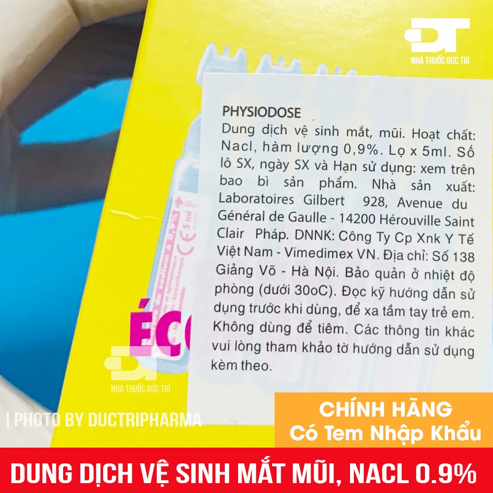 NƯỚC MUỐI SINH LÝ [PHÁP] HỒNG 40 ống physiodose