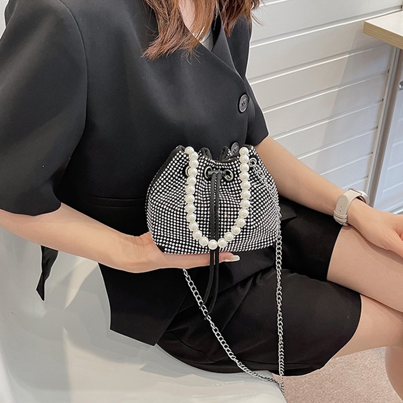 Túi Đeo JASMIN NOIR Chéo Đính Ngọc Trai Kim Cương Dành Cho Nữ