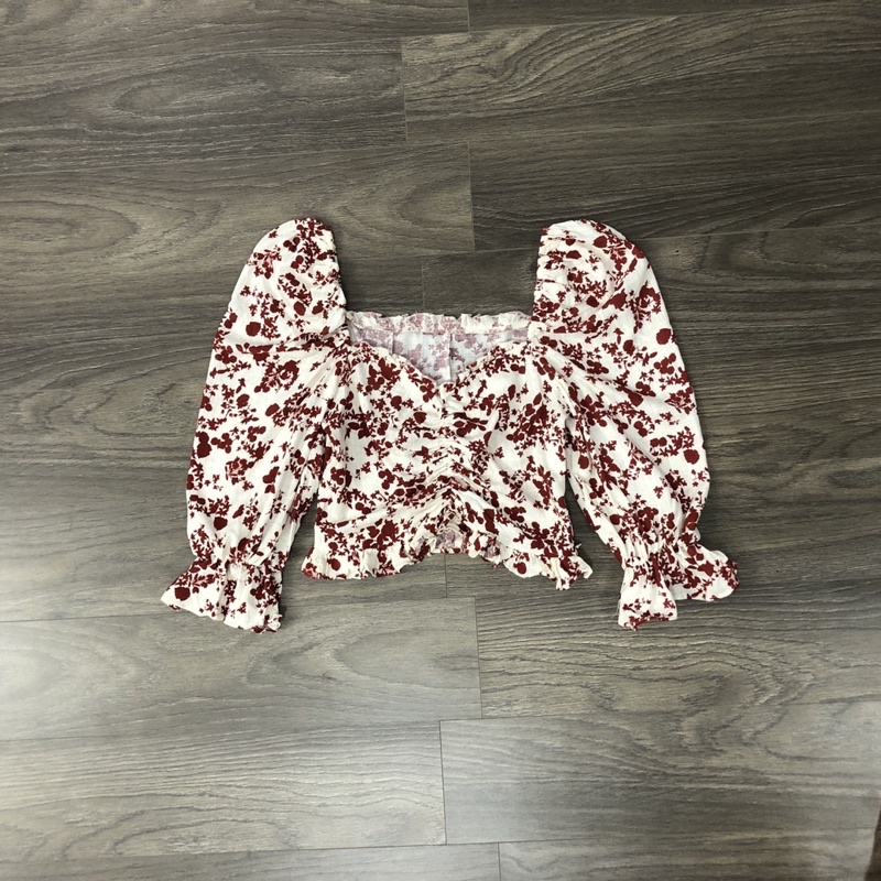 Áo Croptop Hoa Linen Z.@r.@ Xuất Dư