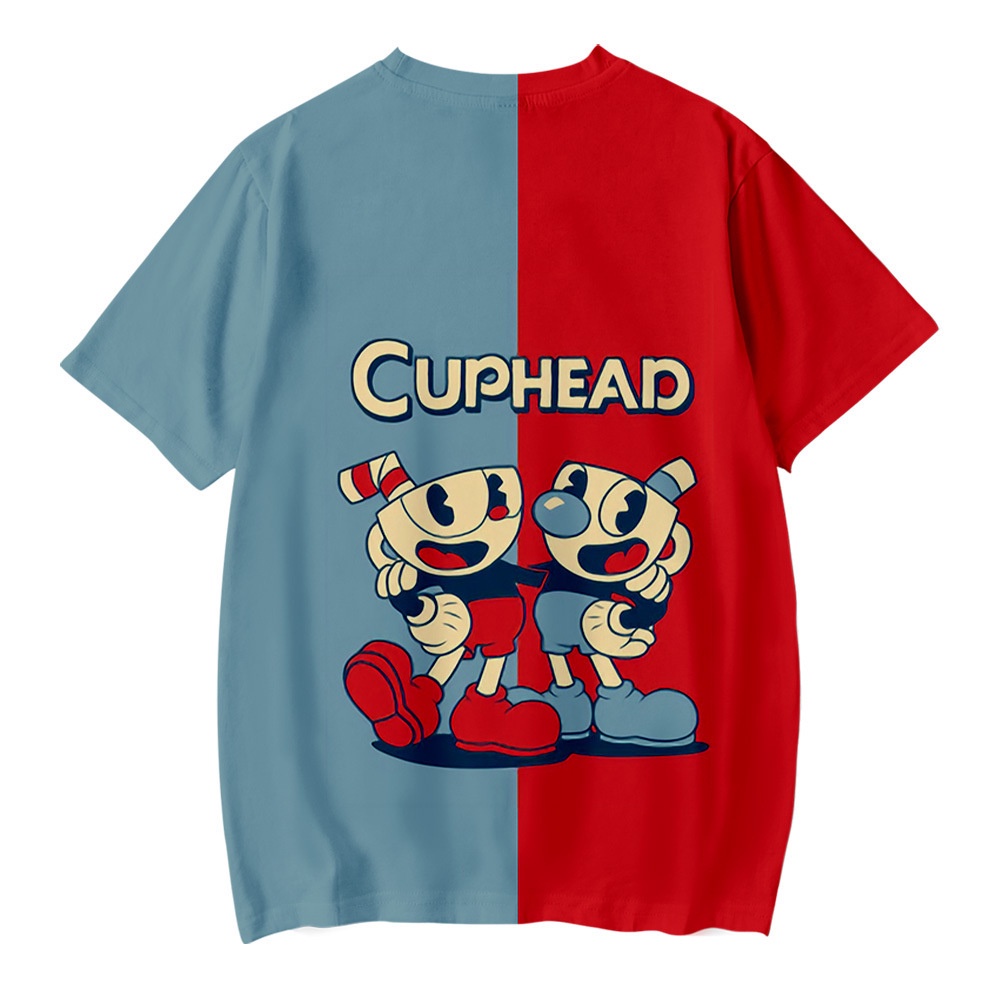 Áo Thun Ngắn Tay Dáng Rộng In Hình cuphead Phong Cách Âu Mỹ Giản Dị Dành Cho Trẻ Nhỏ Và Người Lớn