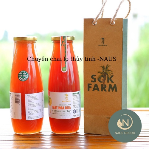 Combo 4 Chai Thuỷ Tinh Đựng Sữa Nắp Thiếc 1lít -Naus