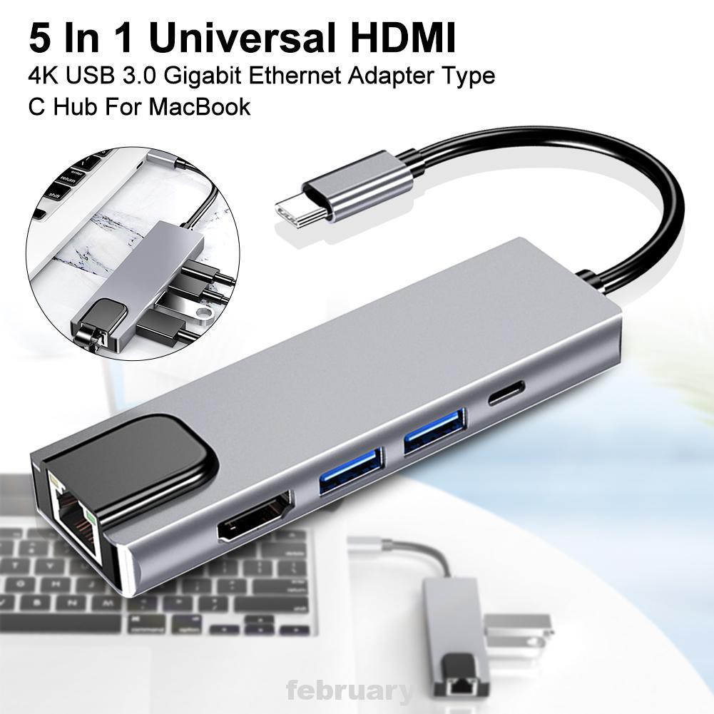 Bộ Chia Cổng Usb 3.0 Gigabit Ethernet 5 Trong 1 Cho Macbook | BigBuy360 - bigbuy360.vn